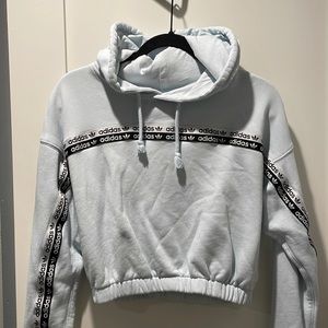 Adidas cropped hoodie, M, light blue